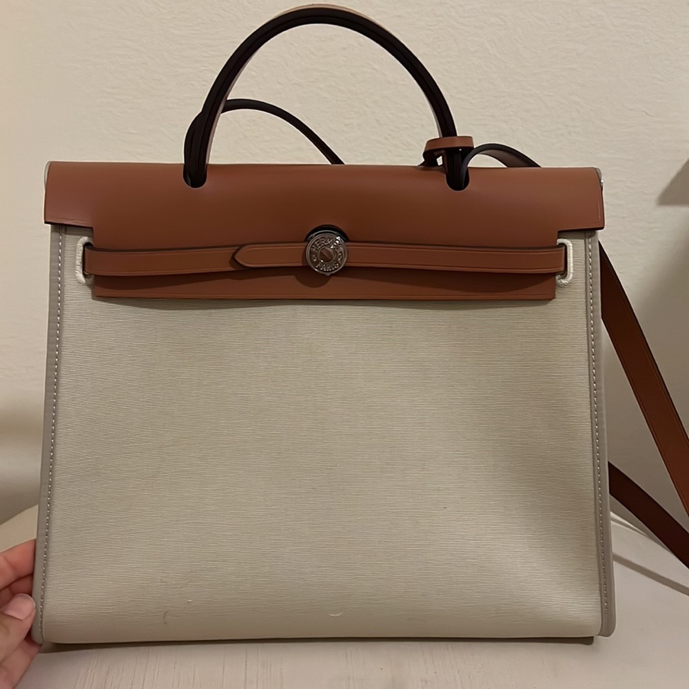 Canvas and leather Top Handle